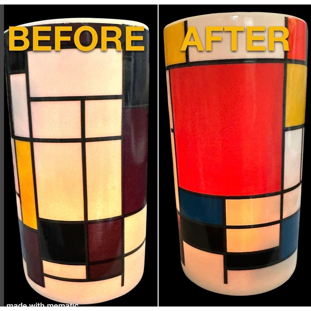 Mondrian T*Lights Porcelain Candle Holders Heat Activated Color Change MCM Decor